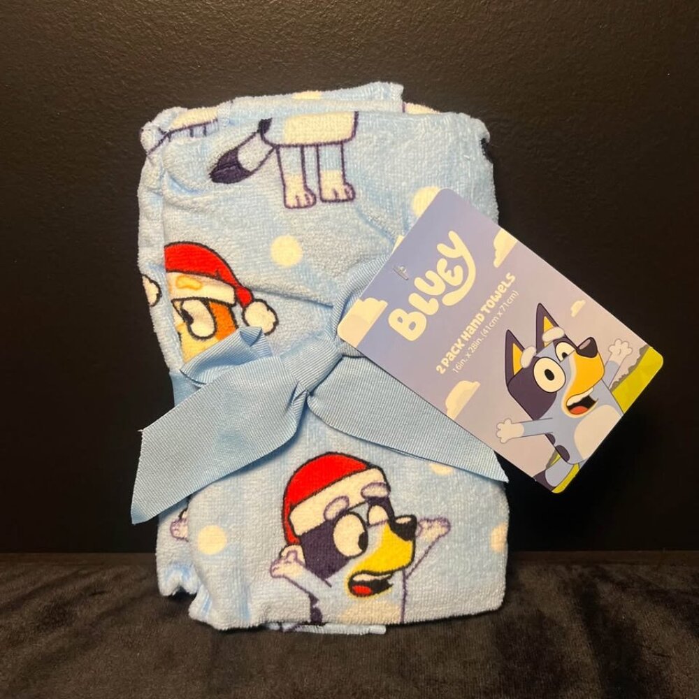 NEW Disney Bluey Blue Cotton 2 Pack Hand Towel Set 16”x28”